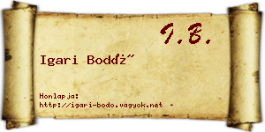Igari Bodó névjegykártya